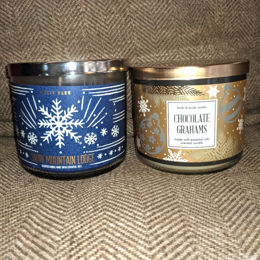 Chocolate grahams  & Snow mountain Lodge candles